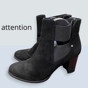 Attention Black Suede Heeled Ankle Booties 9